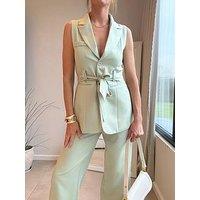 Style Cheat Belted Blazer - Green