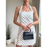 Style Cheat Halter Neck Spot Mini Dress - White