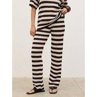Pretty Lavish Venezia Stripe Knit Slim Leg Trouser - Brown/Cream