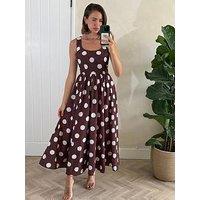Style Cheat Polka Dot Skater Dress - Brown