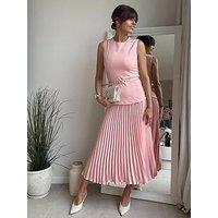 Style Cheat Belted Pleated Dress - Pink