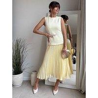 Style Cheat Belted Pleated Dress - Yellow