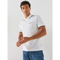 Guess Jeans Tipped Short Sleeve Polo Shirt - White
