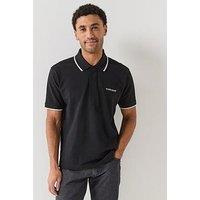Guess Jeans Tipped Short Sleeve Polo Shirt - Black
