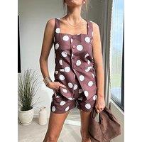 Style Cheat Co-Ord Spot Top - Brown