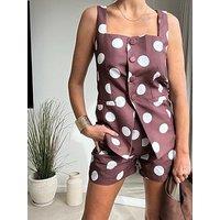 Style Cheat Co-Ord Spot Shorts - Brown