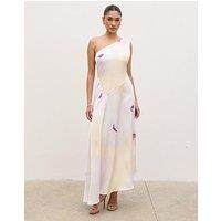 Pretty Lavish Ember One Shoulder Printed Midaxi Dress - Watercolour Poppy