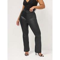 Yours Curve Coated Flare Legging - Black