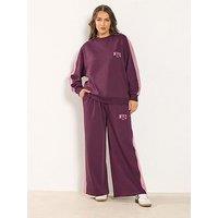 Yours Curve Nyc Side Stripe Jogger - Burgundy