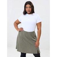 Yours Curve Check Mini Skirt - Green