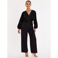 Quiz Black Floral Bodice Jumpsuit