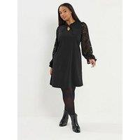 Yours Curve 2 In 1 Lace Dress - Black