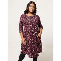 Yours Curve Ditsy Drape Pocket Dress