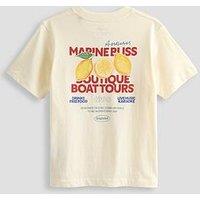 Jack & Jones Junior Boys Riviera Vintage Poster Back Short Sleeve T-Shirt - Cream