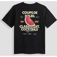 Jack & Jones Junior Boys Riviera Vintage Poster Back Short Sleeve T-Shirt - Black