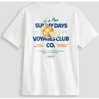 Jack & Jones Junior Boys Riviera Vintage Poster Back Short Sleeve T-Shirt - White