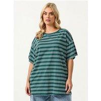 Yours Curve Rugby Collar Long Sleeve Stripe Top