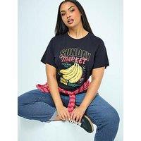 Yours Curve Set In Sleeve Placement Banana T-Shirt