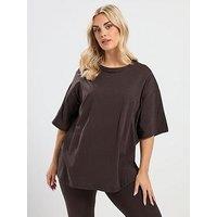 Yours Curve Co-Ord Relaxed T-Shirt - Brown