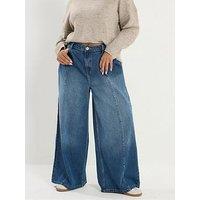 Yours Curve Rigid Plazzo Front Seam Jeans