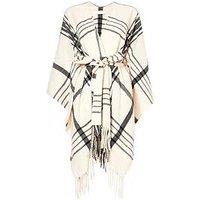 Quiz Cream Check Tie Waist Cape