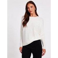 Quiz Cream Knitted Sequin Batwing Jumper