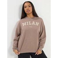 Yours Curve Milan Sweatshirt - Brown