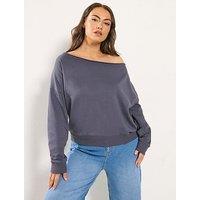 Yours Curve Off The Shoulder Sweatshirt - Grey