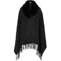 Quiz Black Long Knit Tassel Cape