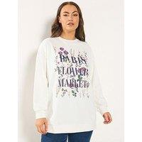 Yours Curve Paris Flower Market Sweatshirt - White