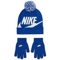 Nike Kids Boys Swoosh Pom Beanie & Glove Set - Blue