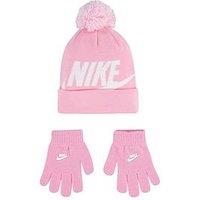 Nike Junior Girls Swoosh Pom Beanie & Glove Set - Pink
