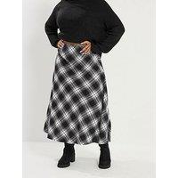 Yours Curve Check Maxi Skirt - Black
