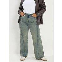 Yours Curve Extend Waist Sandblast Wide Leg Jean
