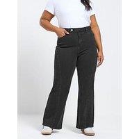 Yours Curve Extend Waist Sandblast Wide Leg Jean