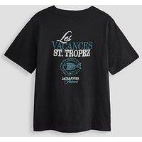 Jack & Jones Junior Boys Sketch Back Print Short Sleeve T-Shirt - Black