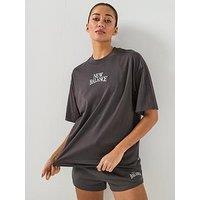 New Balance Womens Linear Heritage Oversized T-Shirt - Black