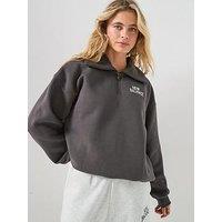 New Balance Womens Linear Heritage Fleece Half Zip - Grey
