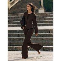 Friends Like These Chocolate Brown Tailored Flare Trousers