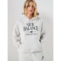 New Balance Womens Linear Heritage Fleece Hoodie - Grey