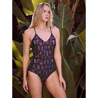 Long Tall Sally Ombre Animal Swimsuit - Black/Pink