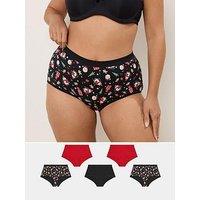 Yours Curve 5 Pack Christmas Full Briefs - Blue