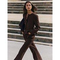Friends Like These Peplum Collarless Jacket - Brown