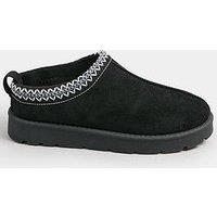 Long Tall Sally Standard Fit Faux Suede Embroidered Mule - Black