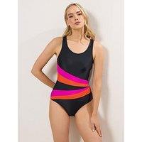 Long Tall Sally Contrast Swimsuit - Black/Pink