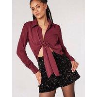 Apricot Velvet Sequin Shorts