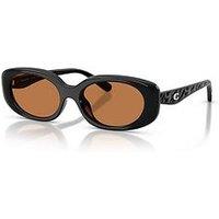 Coach 0Hc8443D Oval Sunglasses - Black/Amber Solid