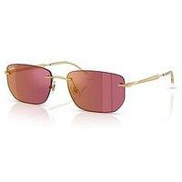 Ray-Ban Irregular Sunglasses- Mirror Red Lens With Polished Arista Gold Metal Frame