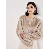 Apricot Luxe Fur Short Cropped Jacket