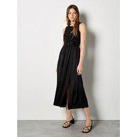 Apricot Sequin Bodice With Satin Skirt Dress